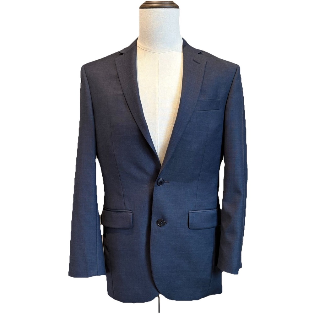 Jos A Bank Traveler Blazer 37R Navy Blue Slim Fit Modern Lightweight 100% Wool